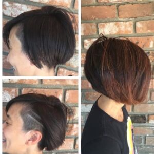bob haircut with shaved side